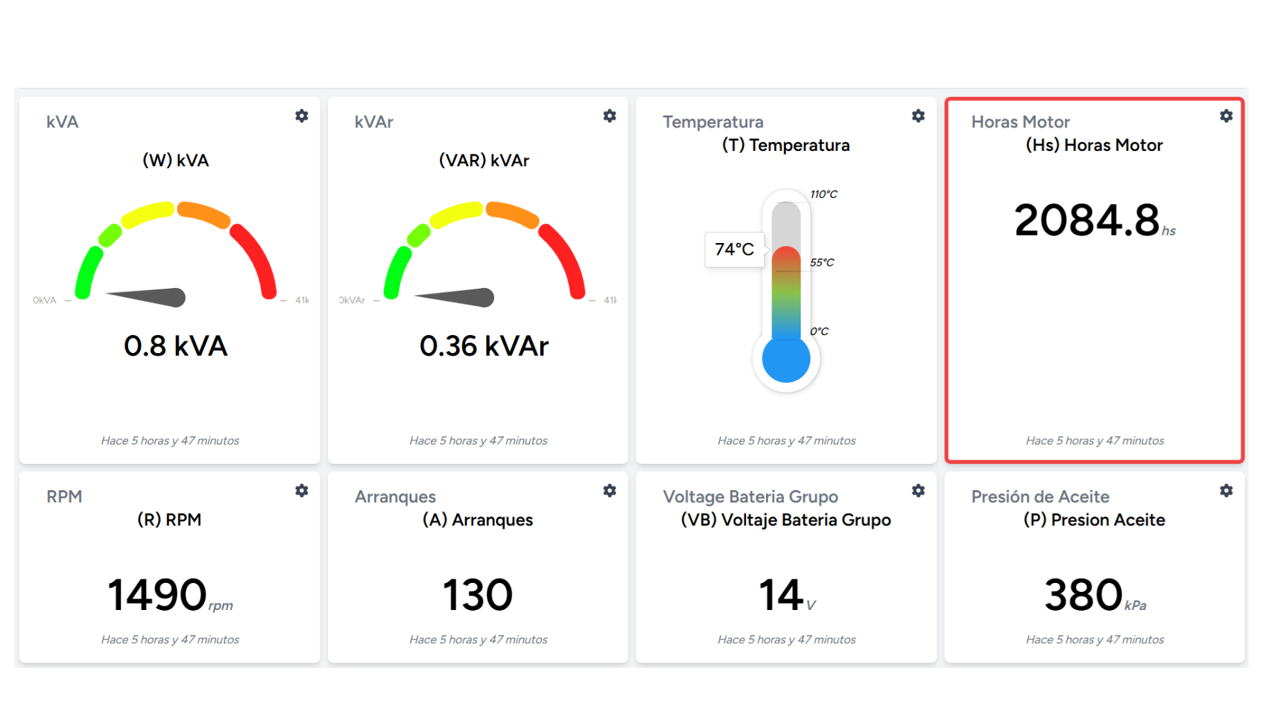 Panel de control ARSA — sistema de monitoreo IOT para generadores industriales en tiempo real